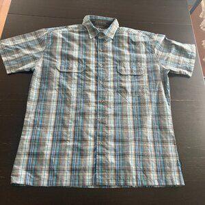 Mens Kuhl Response UV Protection Short Sleeve Button Plaid Shirt XL